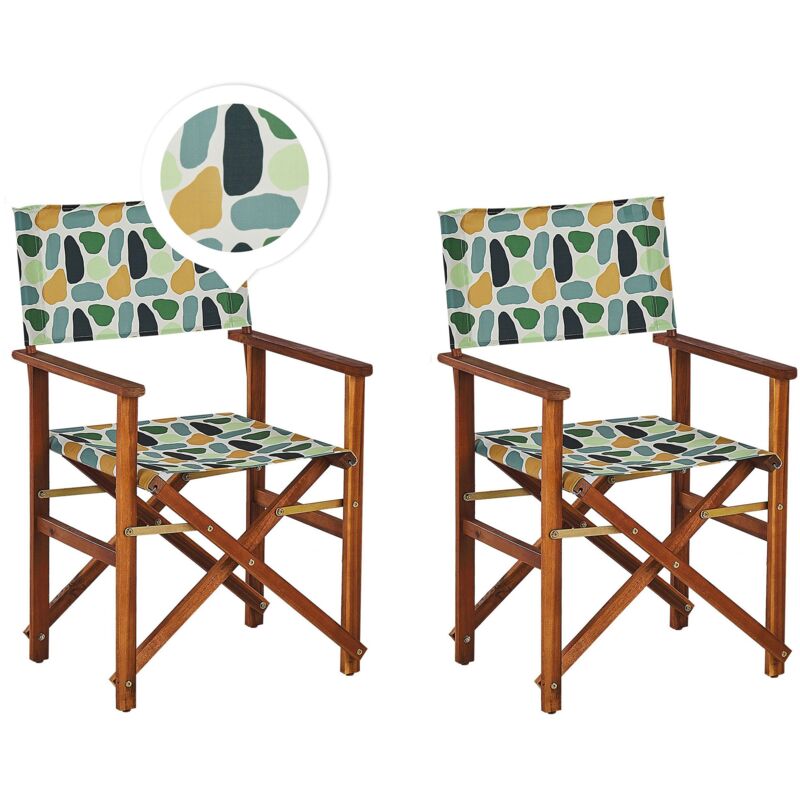 Set of 2 Garden Chairs CINE Acacia Wood Multicolour
