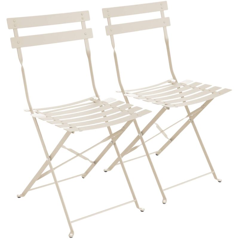 Set of 2 folding bistro garden chairs in powder-coated steel, Emilia, 49.5 x 41 x 80.5cm
