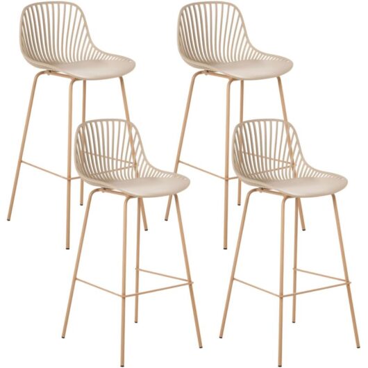 Set of 4 Bar Chairs KLEVE Beige