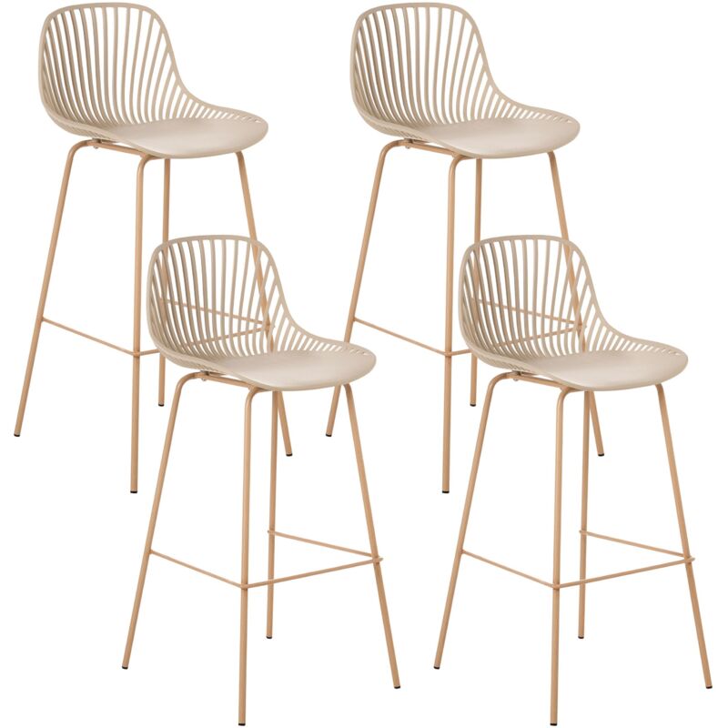 Set of 4 Bar Chairs KLEVE Beige