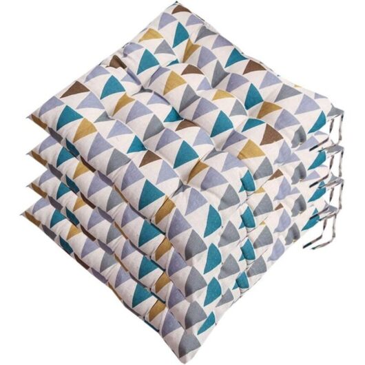 Set of 4 Chair Cushions, Soft Padded Chair Cushions with Ties, Portable Home and Office Decoration, Multicolor, Soft Seat Cushion 40 x 40 cm