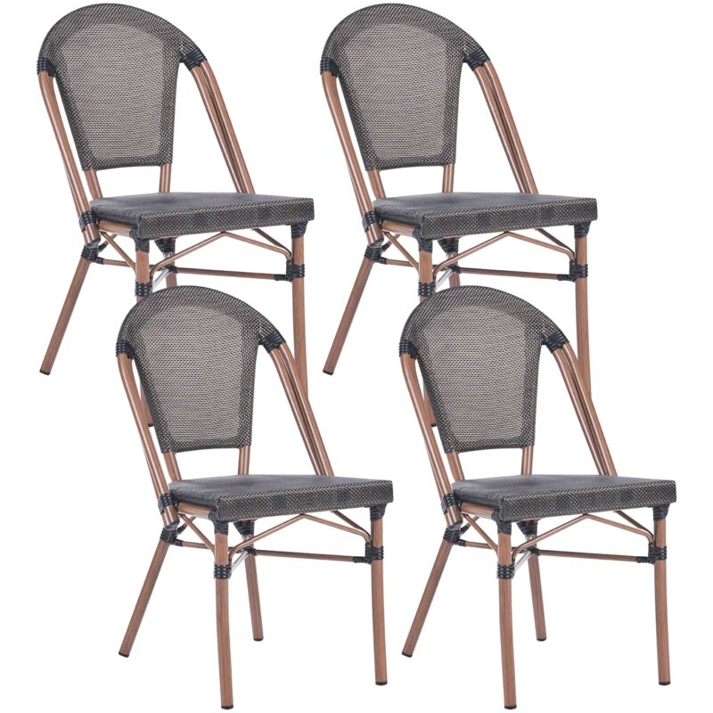 Set of 4 Garden Chairs Grey PE Rattan Wicker Seat Aluminium Frame Indoor Outdoor Set RIFREDDO