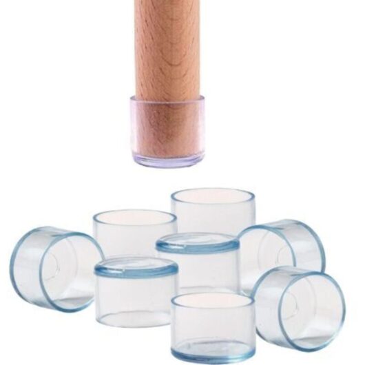 Silicone Chair and Furniture Caps - 16 Pieces - for Wooden Legs and Tables - Scratch and Noise Reduction - 20 mm - Transparent