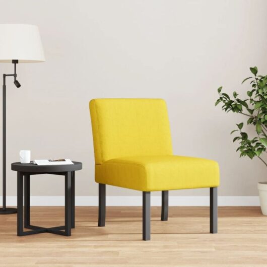 Slipper Chair Light Yellow Fabric Vidaxl