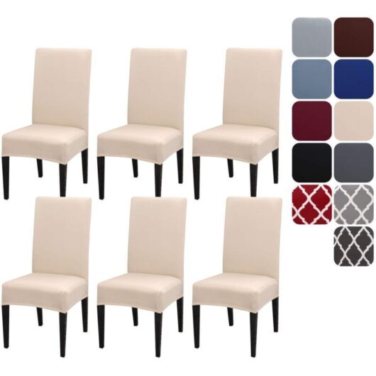 Stretch Chair Cover Set of 6, Universal Removable Washable Durable Modern Dining Chair Protector Cover for Home