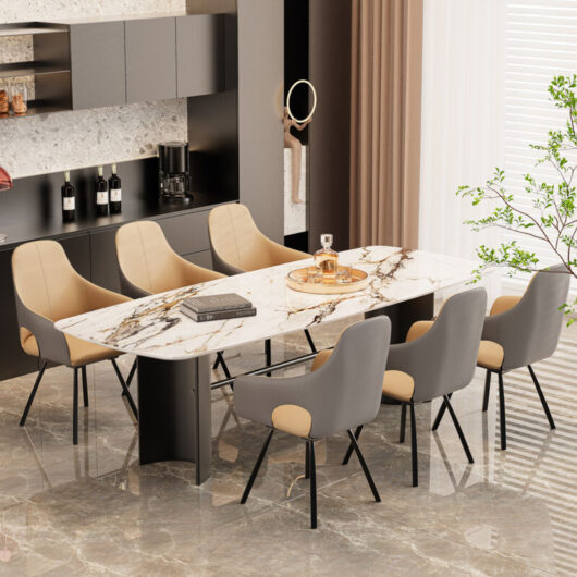 Unho - Set of 2 x Rotatable Dining Chairs Padded Microfiber Silicone Leather Highback Seat Swivel Kitchen