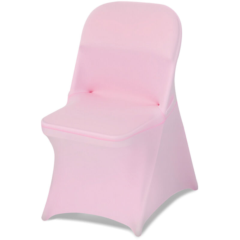 VEVOR 50 Pcs Pink Chair Covers, Polyester Spandex Chair Cover, Stretch Slipcovers for Wedding Party Dining Banquet Flat-Front Chair Covers, Fits