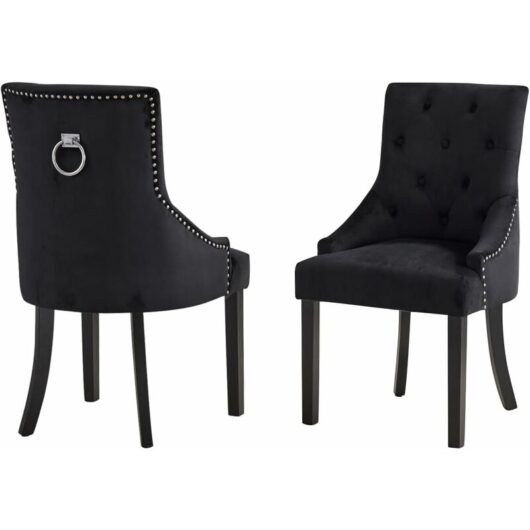 Velvet Armchair,Dining Chairs Set of 2, Upholstered Accent Side Chair,Armchair for Living Room Bedroom Restaurant Lounge,with Ring Knocker,Velvet