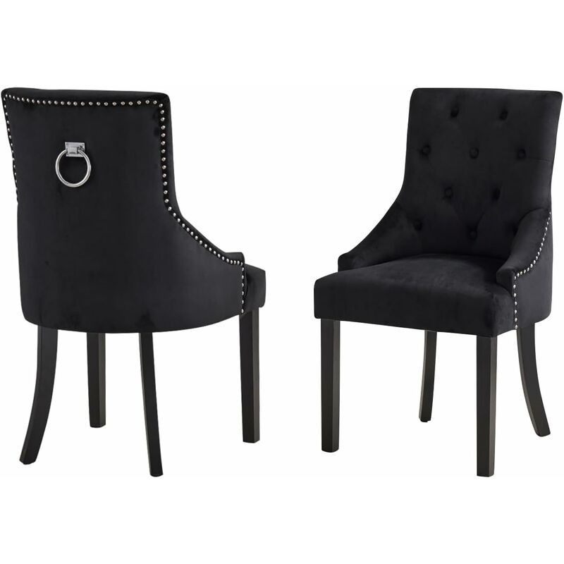 Velvet Armchair,Dining Chairs Set of 2, Upholstered Accent Side Chair,Armchair for Living Room Bedroom Restaurant Lounge,with Ring Knocker,Velvet