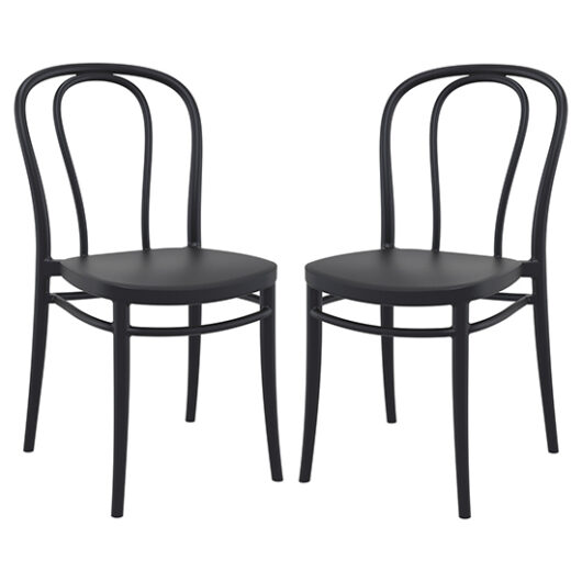 Victor Black Polypropylene Dining Chairs In Pair