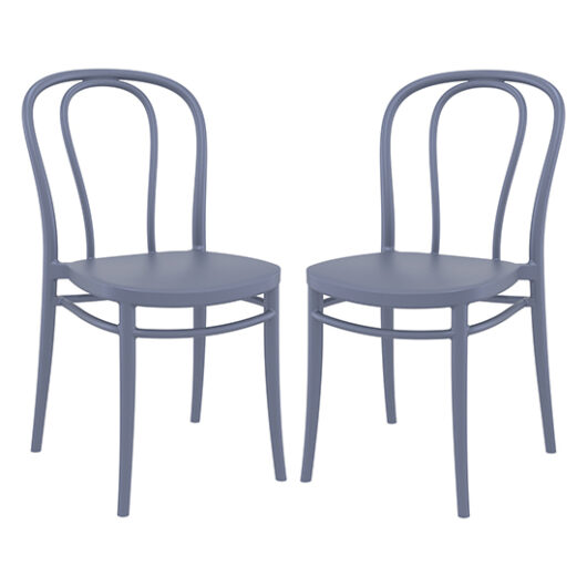 Victor Dark Grey Polypropylene Dining Chairs In Pair