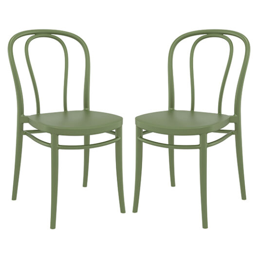 Victor Olive Green Polypropylene Dining Chairs In Pair