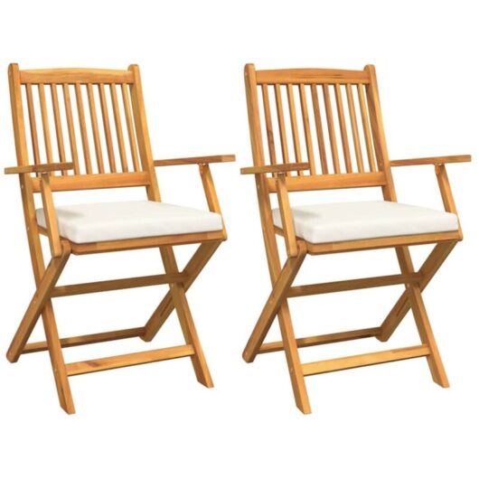 Vidaxl - Folding Chair 2 pcs White 49 x 57.5 x 92cm Solid Acacia wood