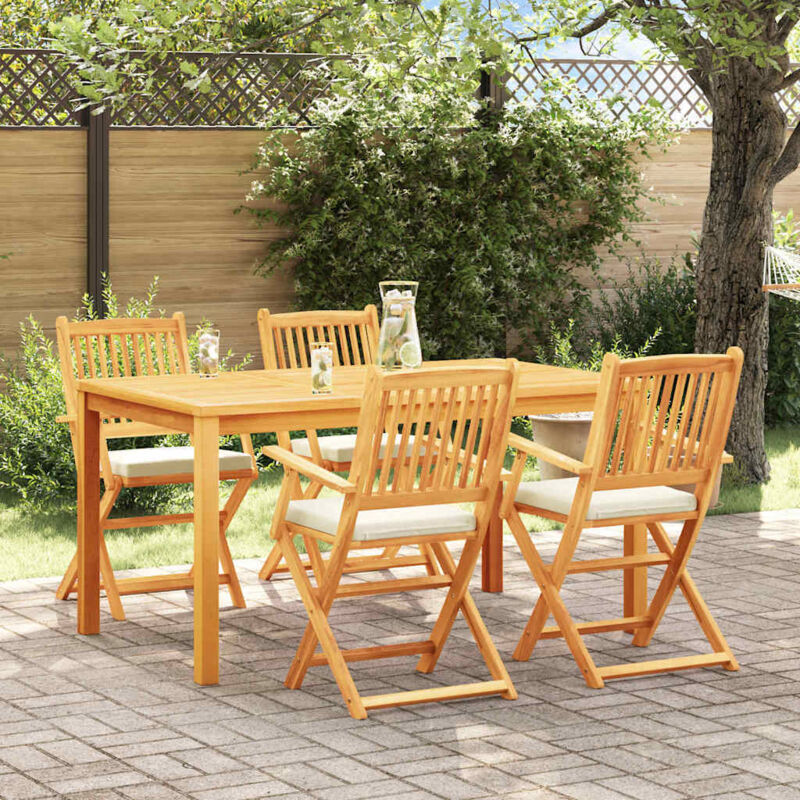 Vidaxl - Folding Chair 4 pcs White 49 x 57.5 x 92cm Solid Acacia wood