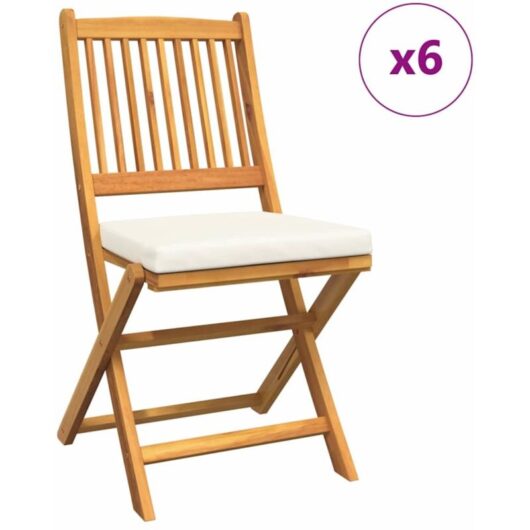 Vidaxl - Folding Chair 6 pcs White 49 x 57.5 x 92cm Solid Acacia wood