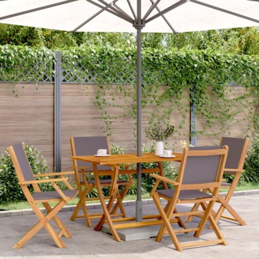 Vidaxl - Folding Garden Chairs 4 pcs Anthracite Fabric and Solid Wood