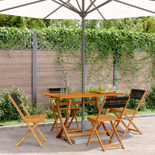 Vidaxl - Folding Garden Chairs 4 pcs Black Solid Wood Acacia