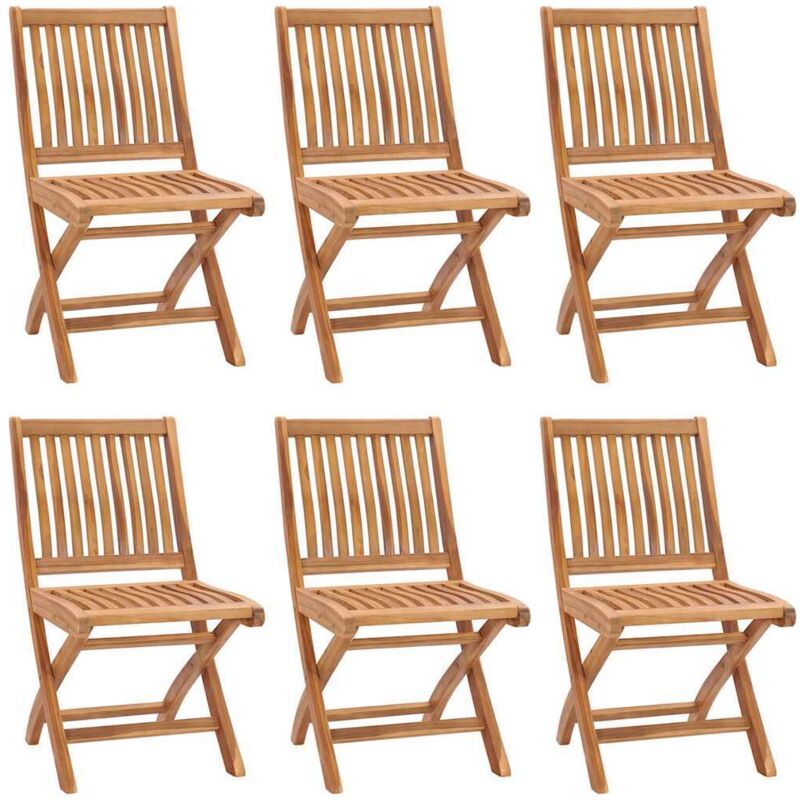 Vidaxl - Folding Garden Chairs 6 pcs Solid Teak Wood