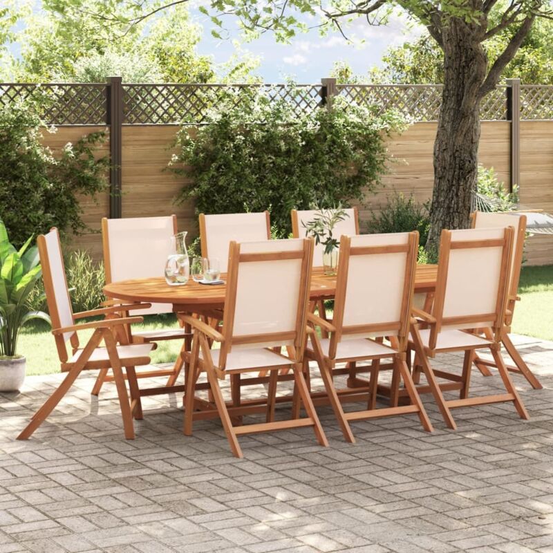 Vidaxl - Folding Garden Chairs 8 pcs Solid Wood Acacia and Textilene