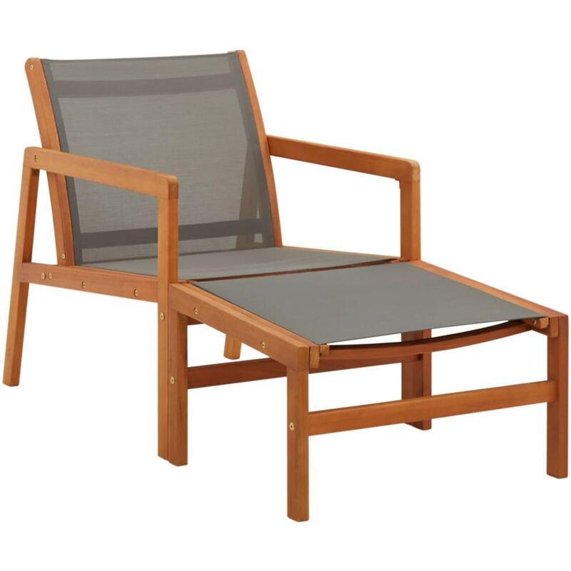 Vidaxl - Garden Chair with Footrest Grey Solid Eucalyptus Wood and Textilene
