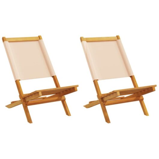 Vidaxl - Garden Chairs 2 pcs Beige Solid Wood Acacia and Fabric