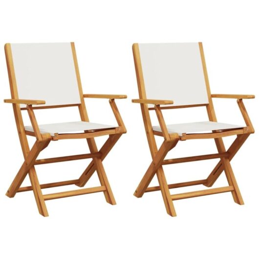 Vidaxl - Garden Chairs 2 pcs Cream White Solid Wood Acacia and Fabric