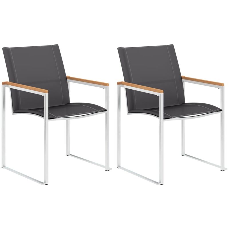 Vidaxl - Garden Chairs 2 pcs Textilene and Stainless Steel Grey