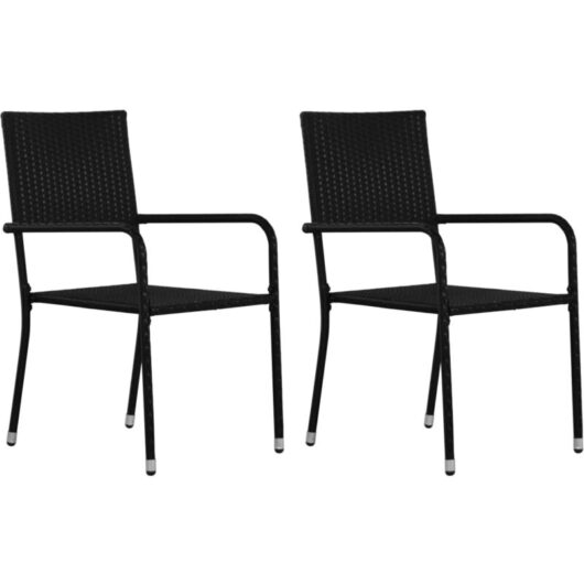 Vidaxl - Garden Dining Chairs 2 pcs Stackable Black Poly Rattan