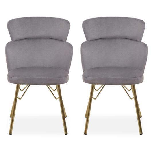 Vinita Upholstered Grey Velvet Bedroom Chairs In A Pair