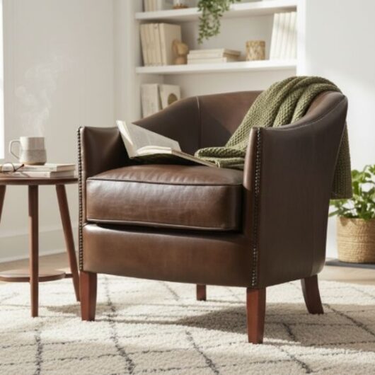 Vintage Leather Tub Chair Brown