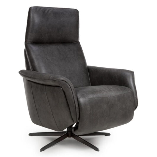 Vistara Leather Swivel Recliner Chair in Dark Grey