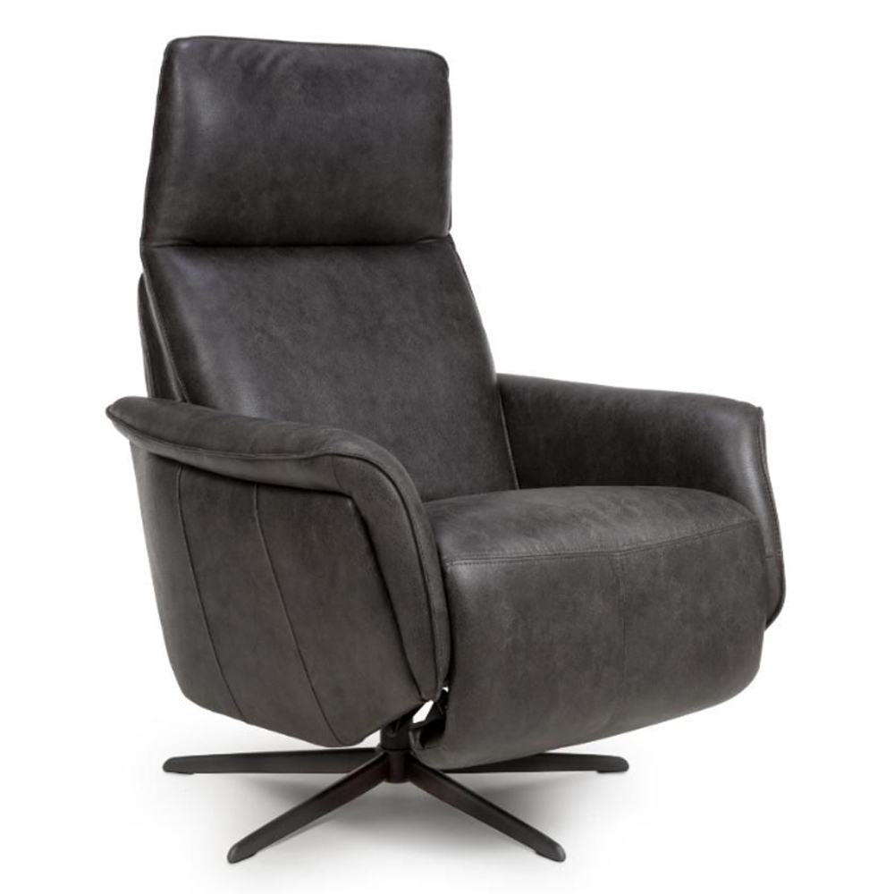 Vistara Leather Swivel Recliner Chair in Dark Grey