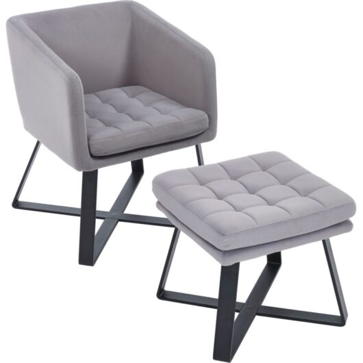 Wahson Office Chairs - Accent Chair in Velvet Padded Armchair with Footstool Modern Leisure Chair with Metal Legs for Bedroom Living Room Office,