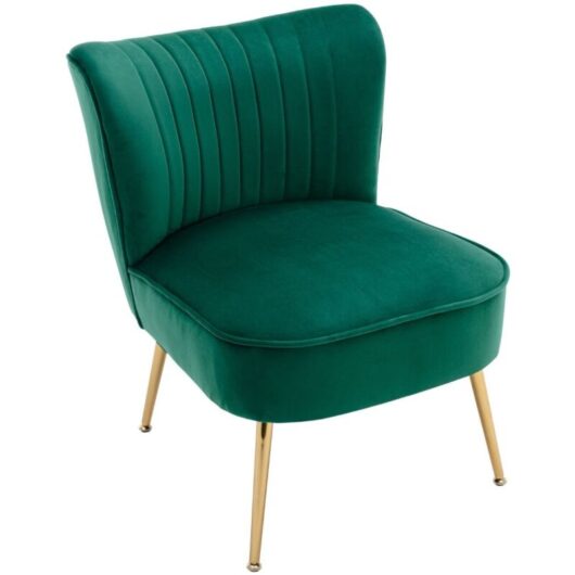 Wahson Office Chairs - Accent Chair in Velvet Upholstered Occasional Tub Chair with Metal Legs for Living Room Bedroom, Green, Wahson