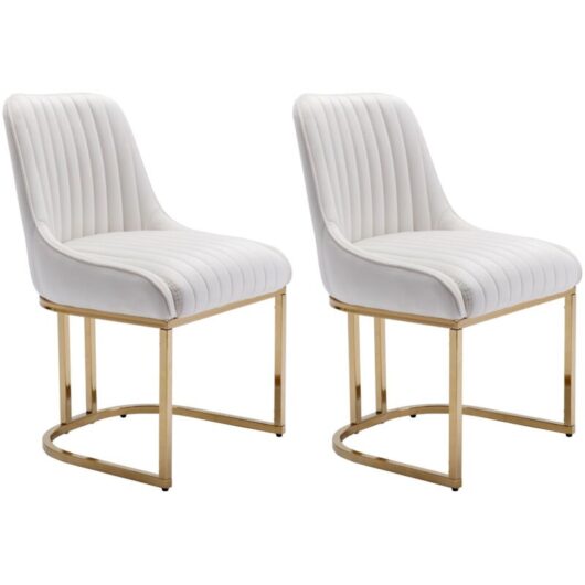 Wahson Office Chairs - Dining Chairs Set of 2 in Velvet Upholstered Kitchen Corner Chairs with Golden Metal Frame for Dining Living Room Restaurant,