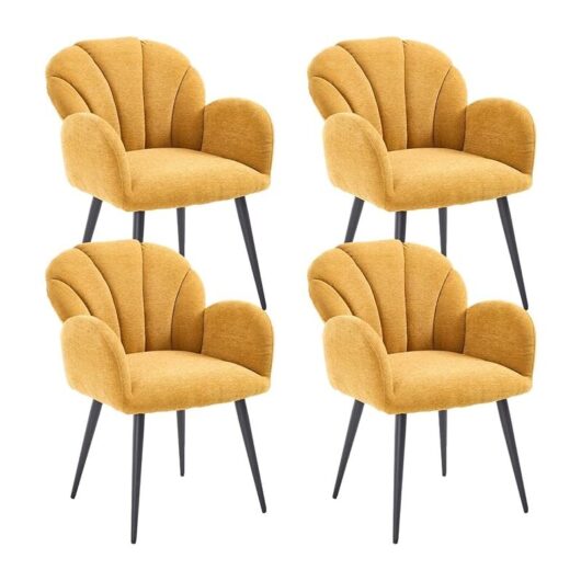 Wahson Office Chairs - Dining Chairs Set of 4 in Chenille Tick Padded Leisure Corner Chairs with Special Shell-Shaped Backrest for Kitchen Living
