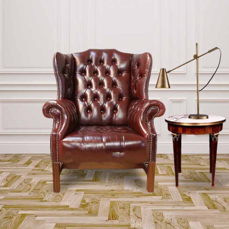 Wing Chair Kings Handmade Newcastle Burgandy Real Leather